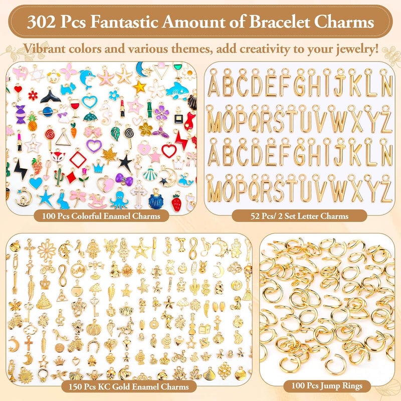 Modacraft 3 Types 302 Pcs Charms for Jewelry Making with Jump Rings, Bulk Enamel KC Letter Charm for DIY Necklace Bracelet Earring Craft Supplies (Parent) - Image 3